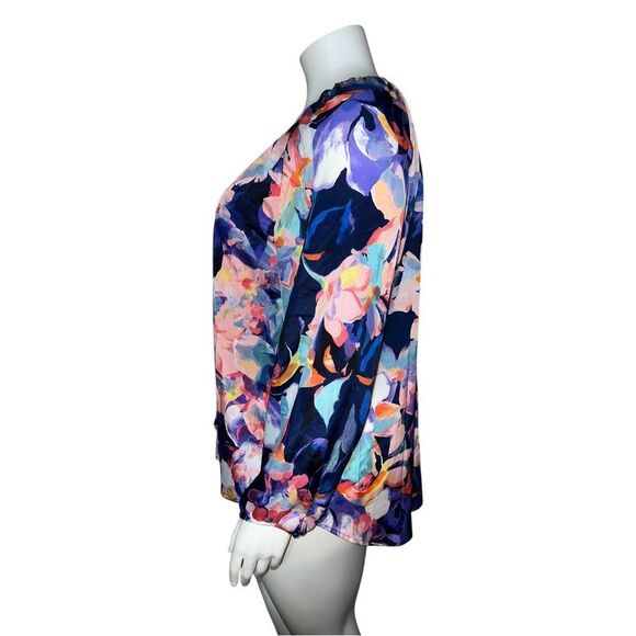 Cupio Woman Multicolor Floral Hi-Lo Blouse Tunic Plus Size 1X EUC - Picture 3 of 7